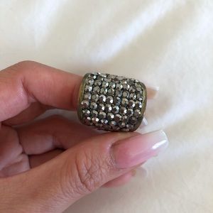 Gold Rhinestone Cocktail Ring